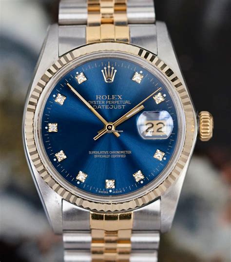 rolex datejust 36 blauwe plaat bicolor chrono24|Rolex Datejust 36 blue dial.